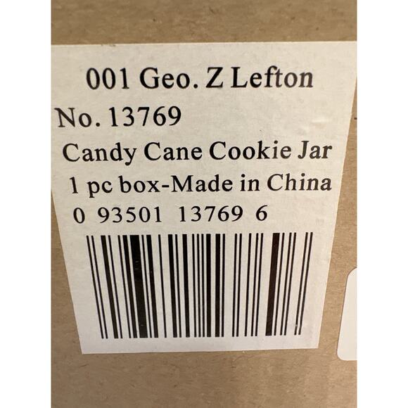 EXTREMELY RARE NEW Geo. Z Lefton Candy Cane Cookie Jar Original Box Iridescent - Picture 8 of 10